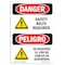 Signmission OSHA, Belts Required Bilingual, 10in X 7in Rigid Plastic, 7" W, 10" H, Spanish, OS-DS-P-710-VS-1552 OS-DS-P-710-VS-1552 - alternate 1
